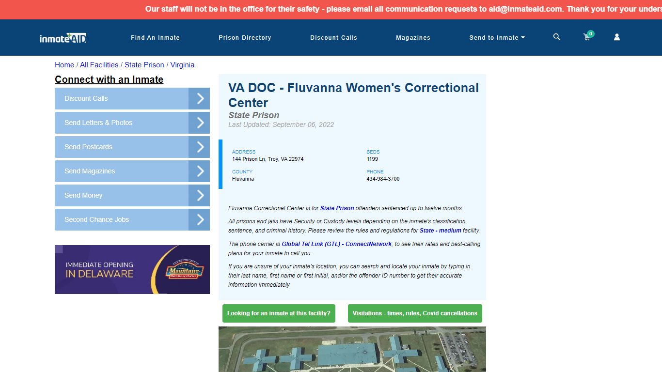 VA DOC - Fluvanna Correctional Center & Inmate Search - Troy, VA