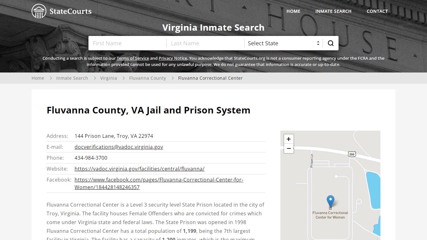 Fluvanna Correctional Center Inmate Records Search, Virginia - StateCourts