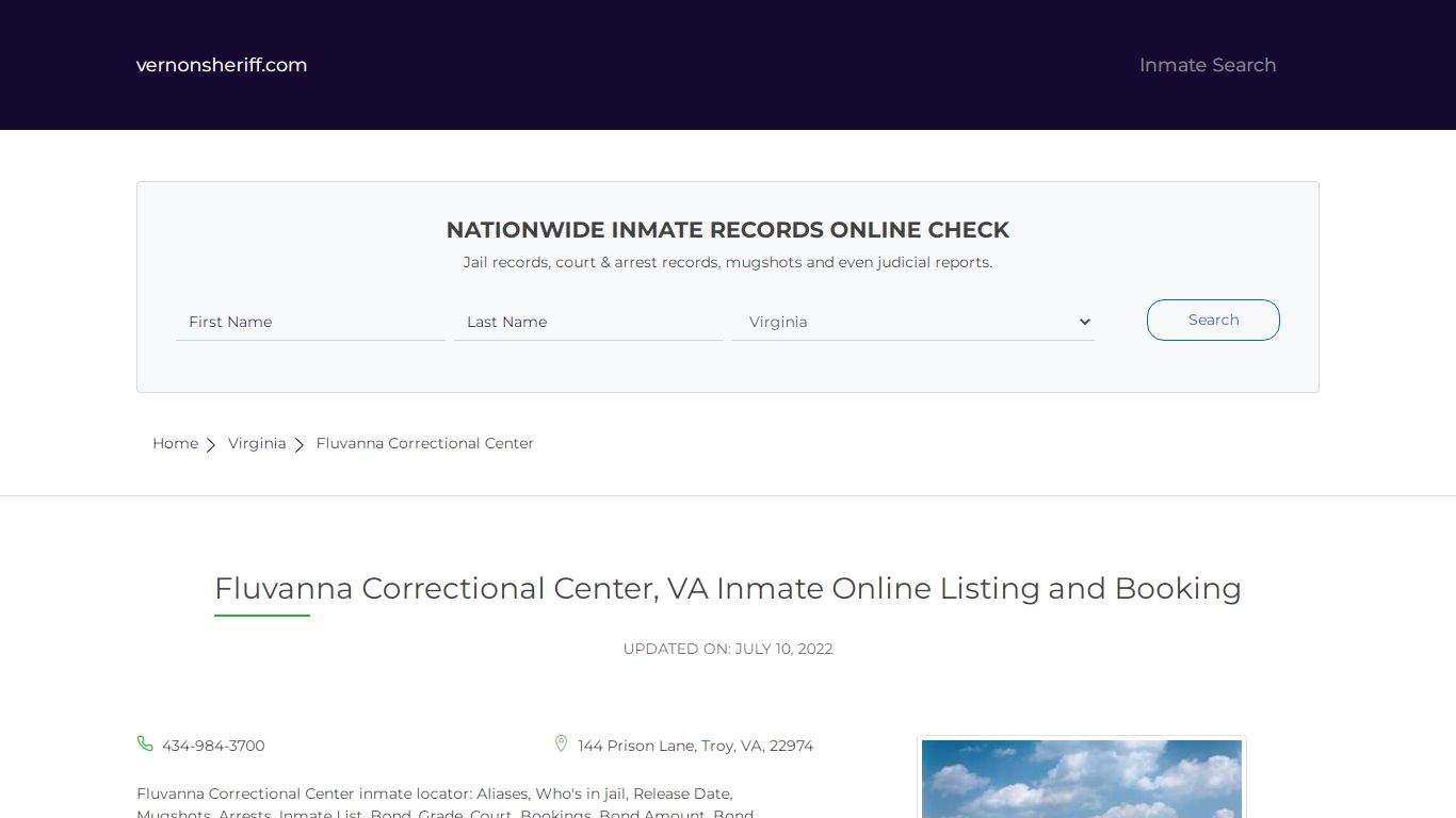 Fluvanna Correctional Center, VA Inmate Online Listing and Booking